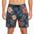 Costume da bagno uomo M in tessuto sintetico blu navy a fiori - tasca laterale e coulisse