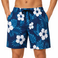 Costume da bagno uomo L in tessuto sintetico blu a fantasia floreale con tasche e coulisse