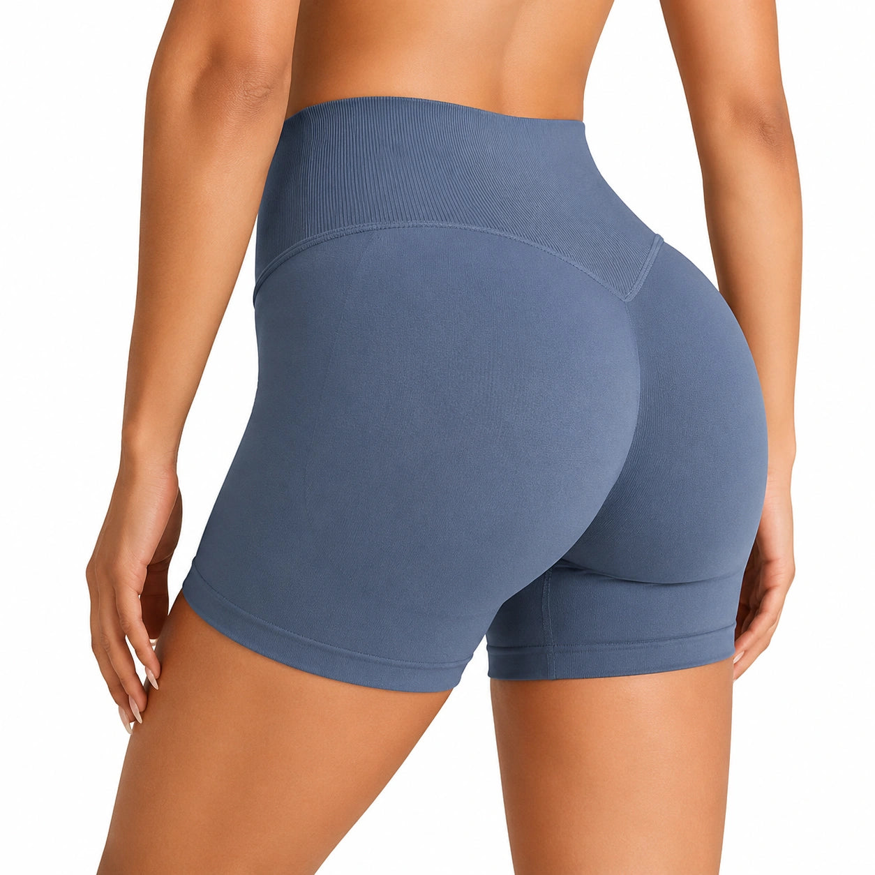 Shorts donna taglia M in tessuto elasticizzato blu a vita alta modellanti