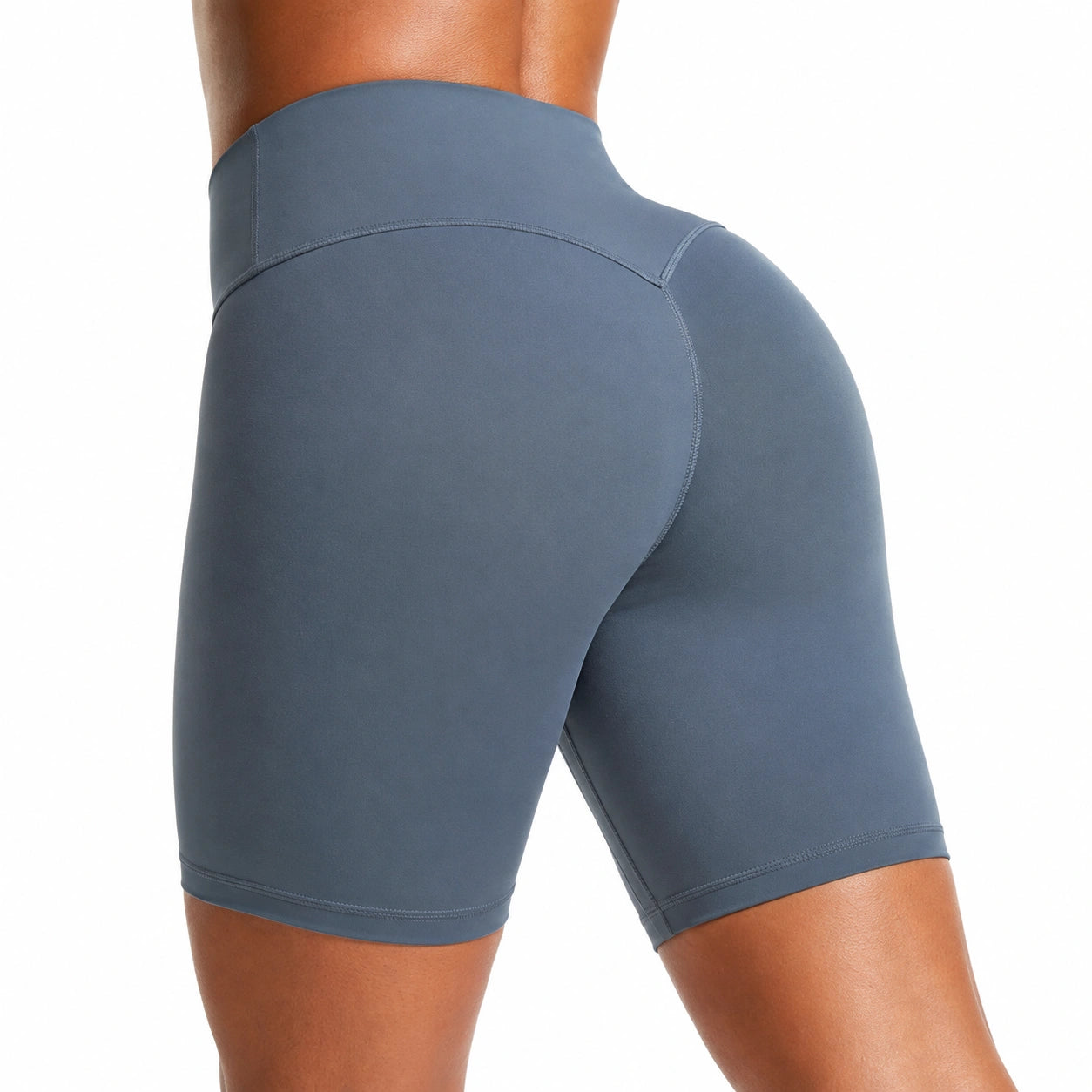 Shorts ciclista da donna taglia M in tessuto elasticizzato blu ardesia a vita alta