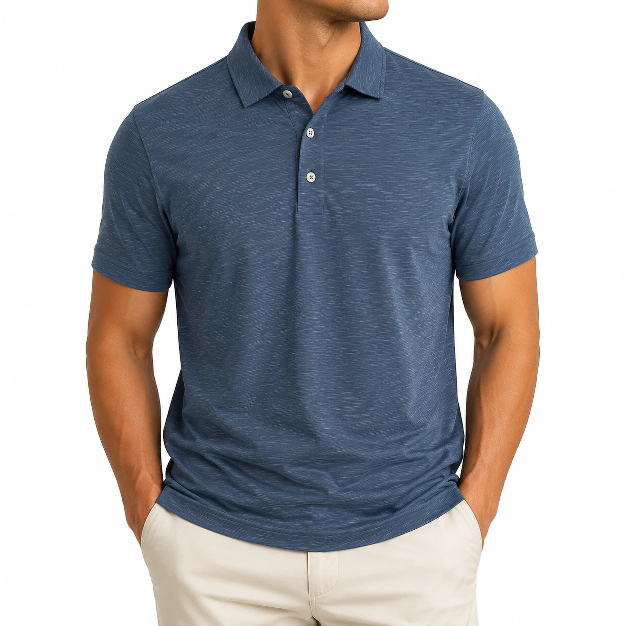Polo uomo taglia M blu in tessuto a maglia a maniche corte