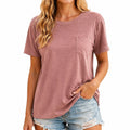 T-shirt da donna S in tessuto rosa con taschino stile casual