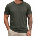 T-shirt uomo M in tessuto verde scuro a maniche corte girocollo casual