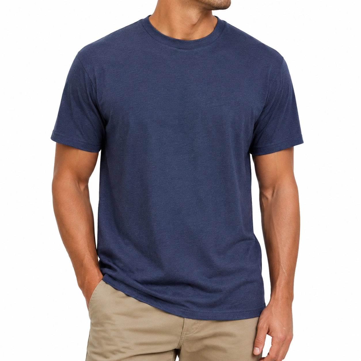 T-shirt uomo taglia M in tessuto blu navy a maniche corte - stile casual