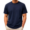T-shirt uomo L in tessuto blu navy a maniche corte casual