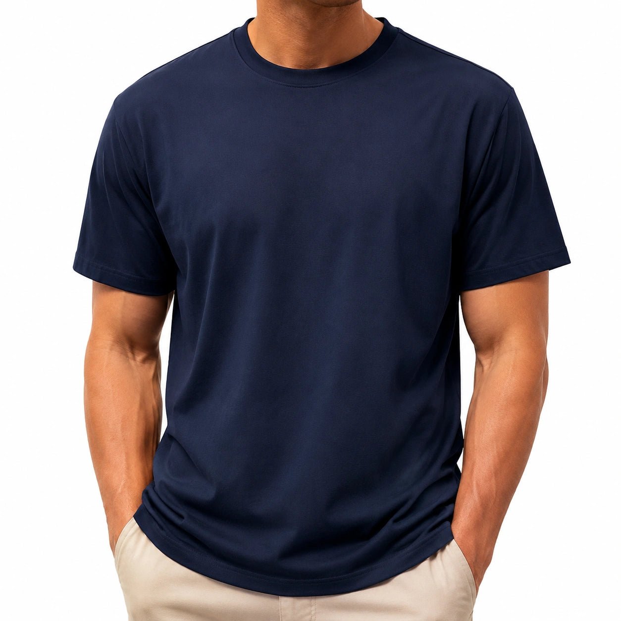 T-shirt uomo L in tessuto blu navy a maniche corte casual